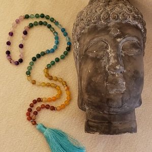 Chakra 7 Color Beaded Necklace with tassel.